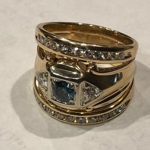 Two separate rings, matching diamonds.